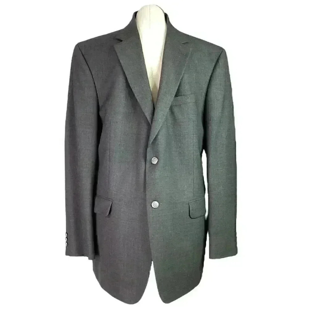 Stafford Men 46L Long 2 Button Sport Coat Blazer Jacket Gray Poly Wool Blend VTG